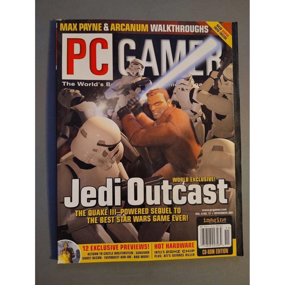 PC Gamer "Star Wars Jedi Outcast" Vintage Computer Video Game Magazine 2001